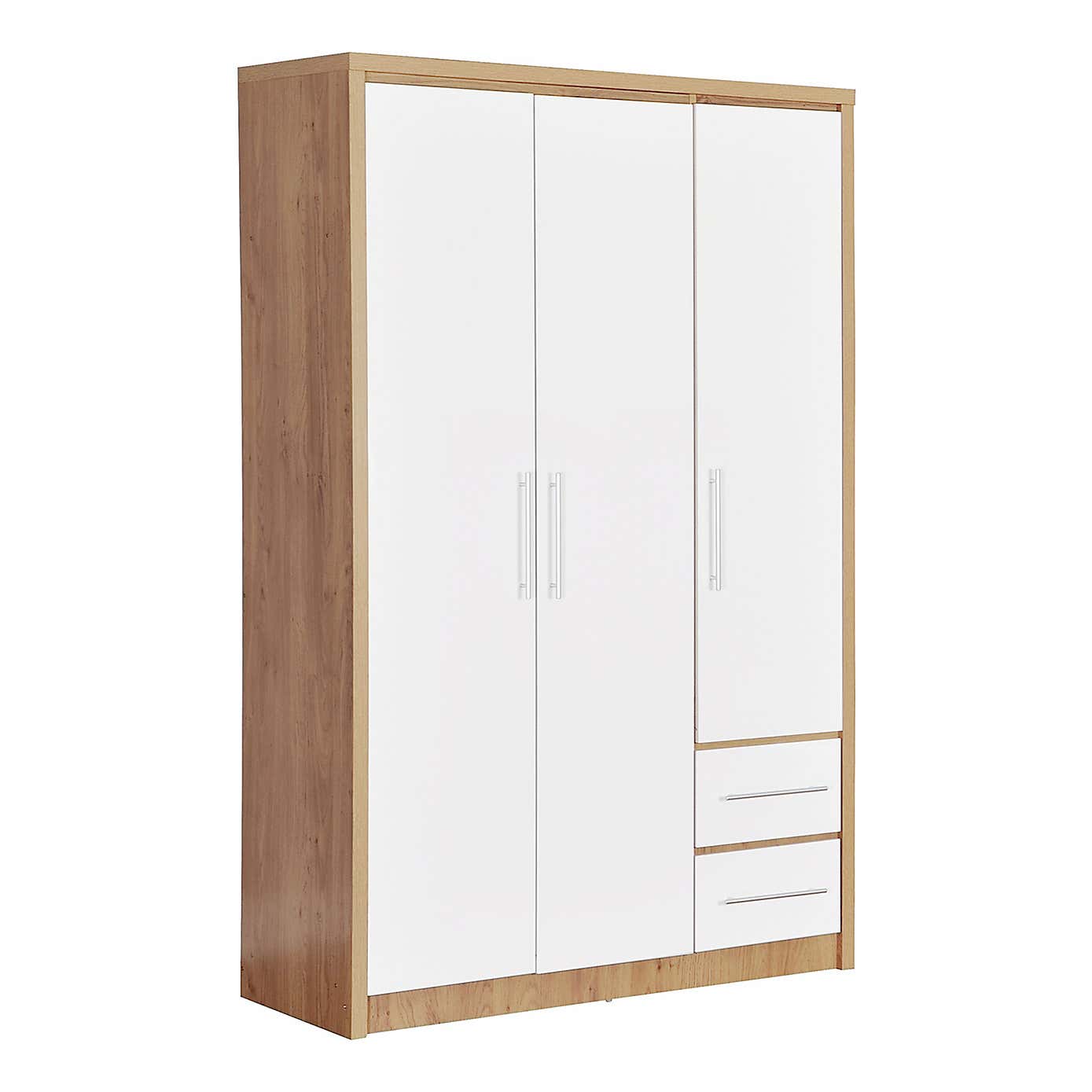 Seville 3 Door 2 Drawer Grey Wardrobe