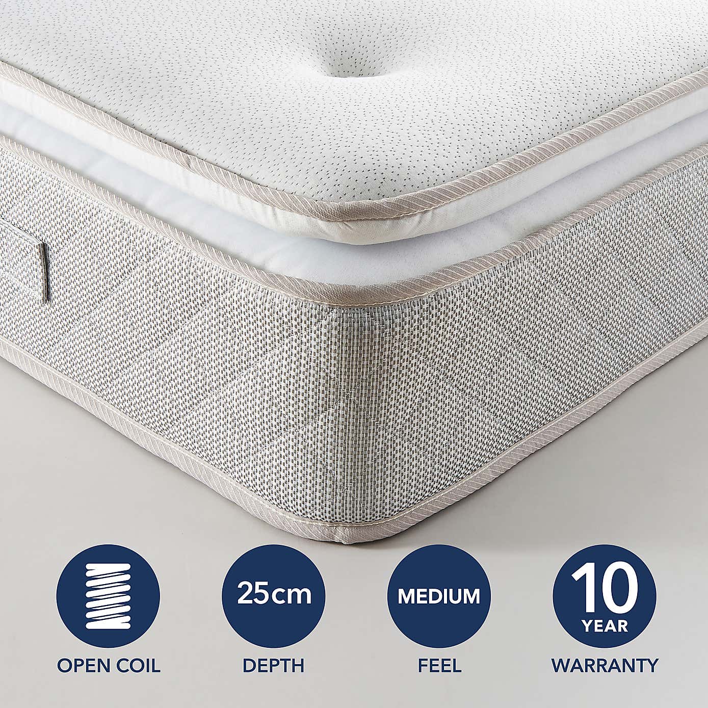 Fogarty Open Coil Memory Pillowtop Mattress and Divan Set, Faux Linen