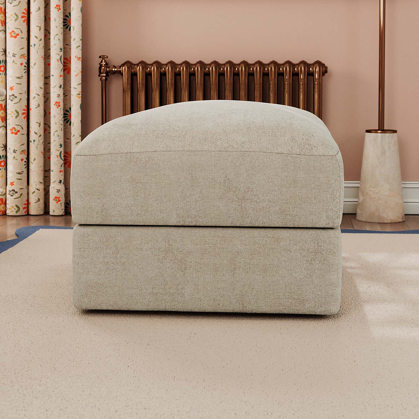 Hattie Tonal Plush Chenille Storage Footstool