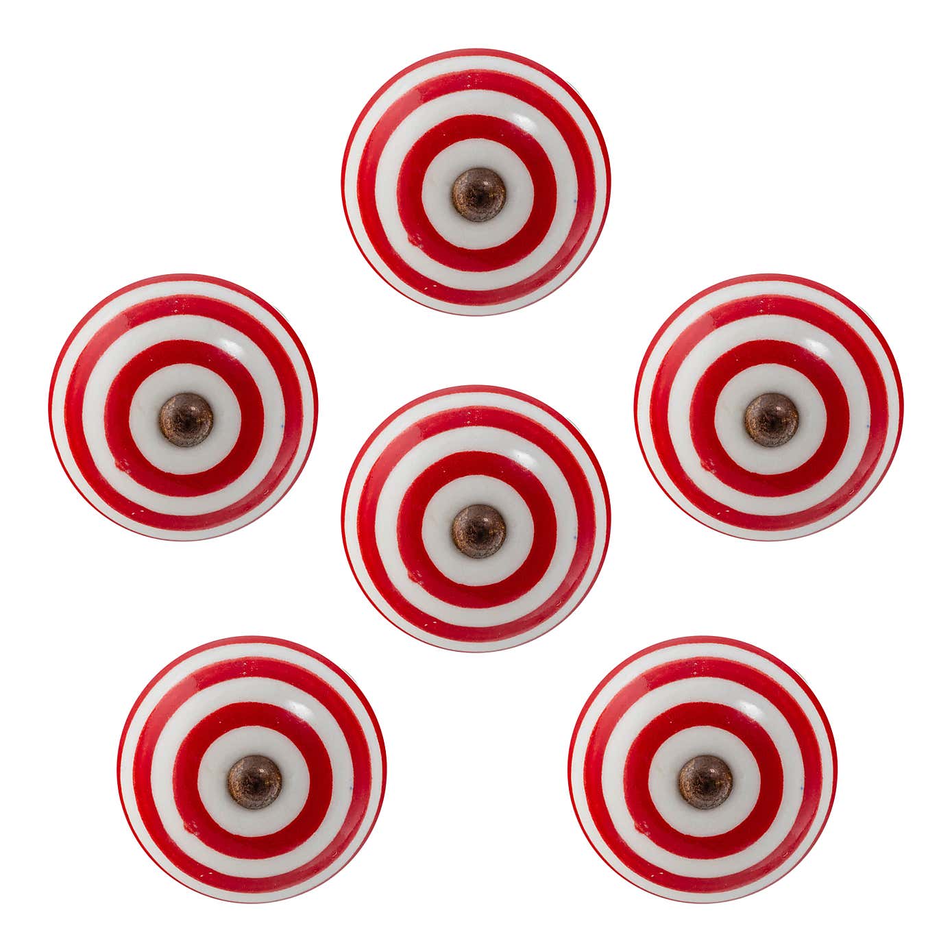 Pack of 6 Nicola Spring Striped Round Drawer Knobs