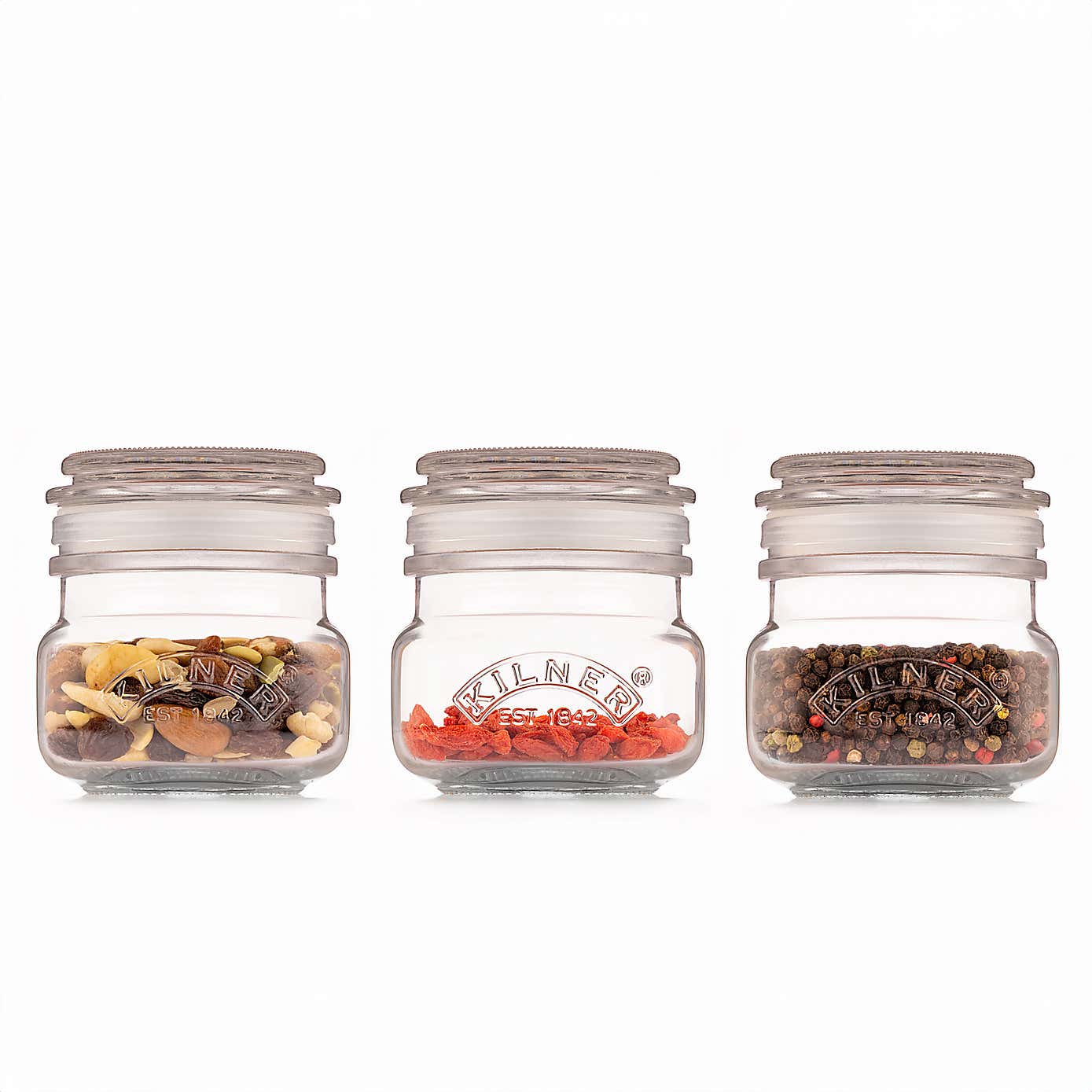 Kilner Set of 3 Universal Square Push Top Jars, 250ml