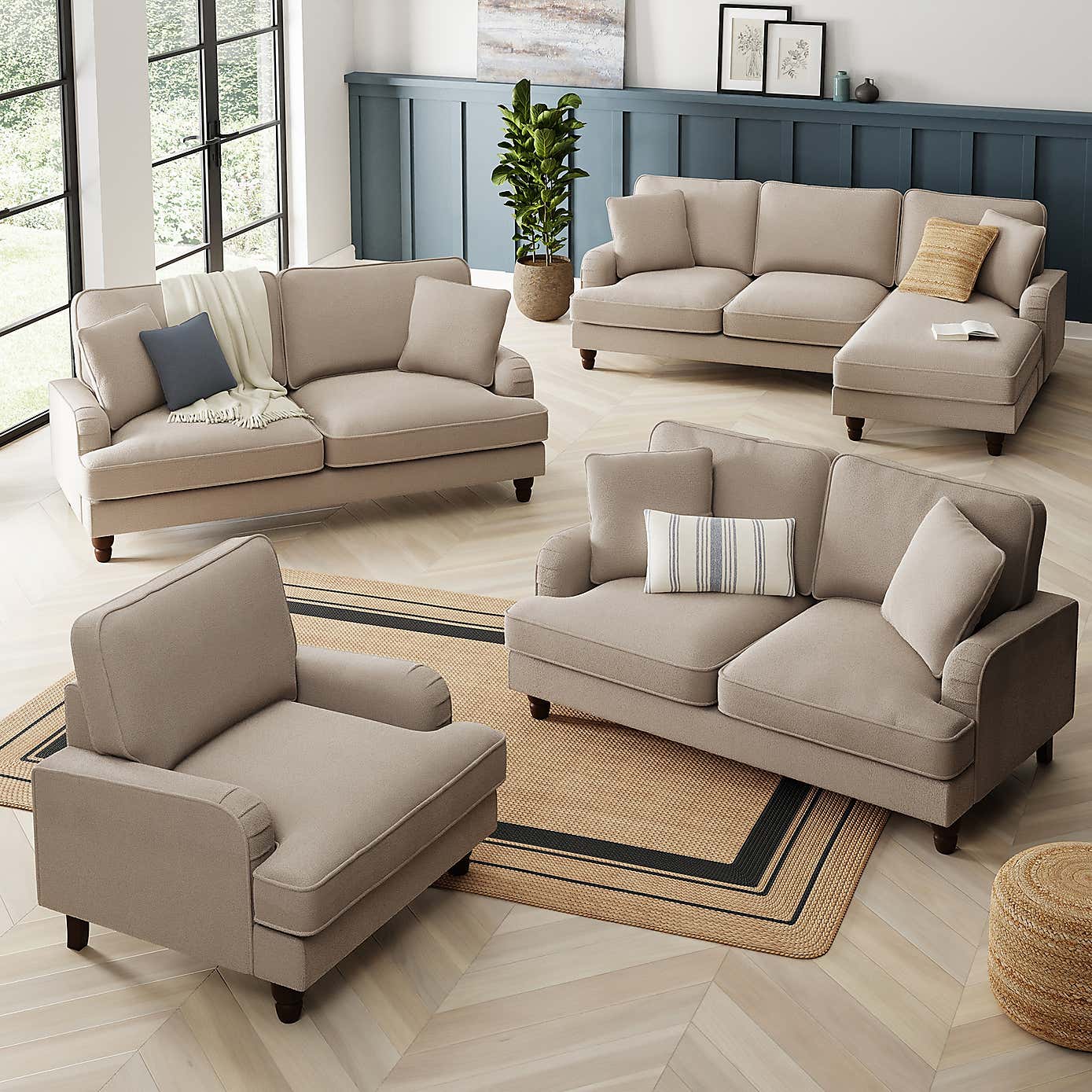 Beatrice Chunky Soft Chenille 3 Seater Double Sofa Bed