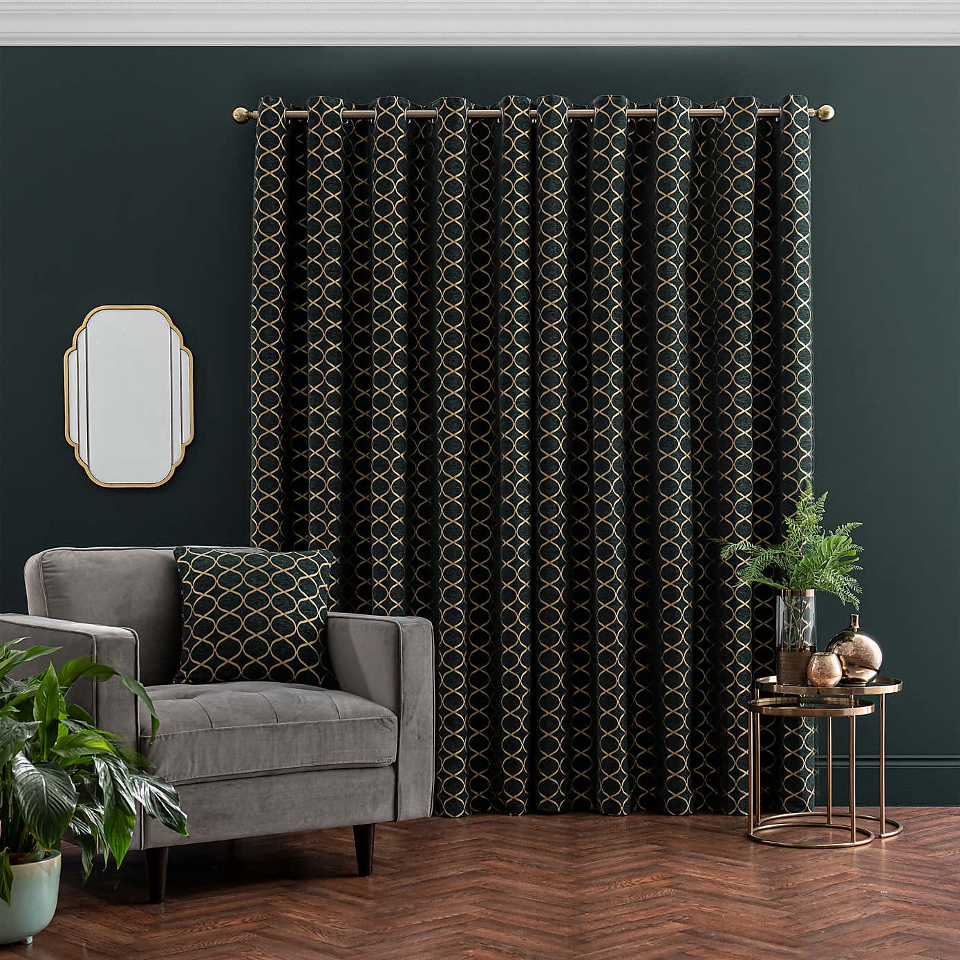 Chenille Ogee Eyelet Curtains