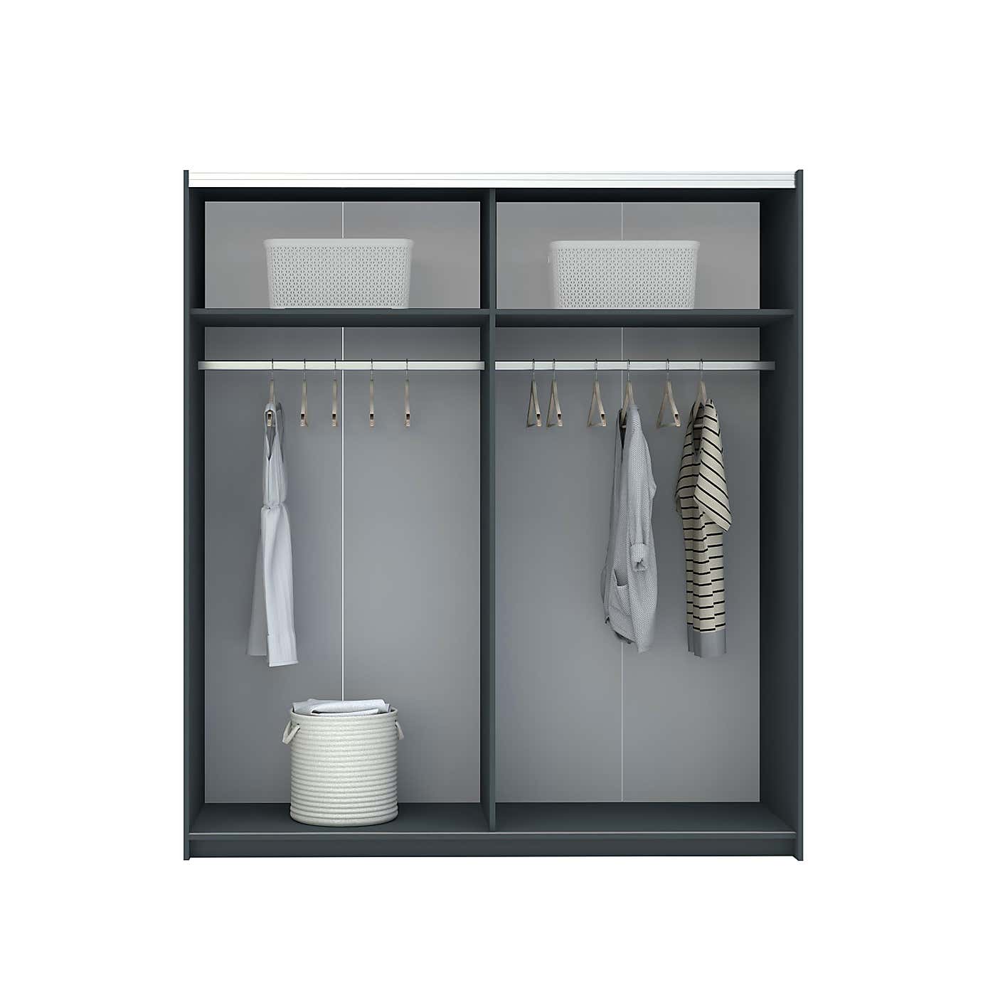 Norland Anthracite 2 Door Sliding Full Mirrored Wardrobe