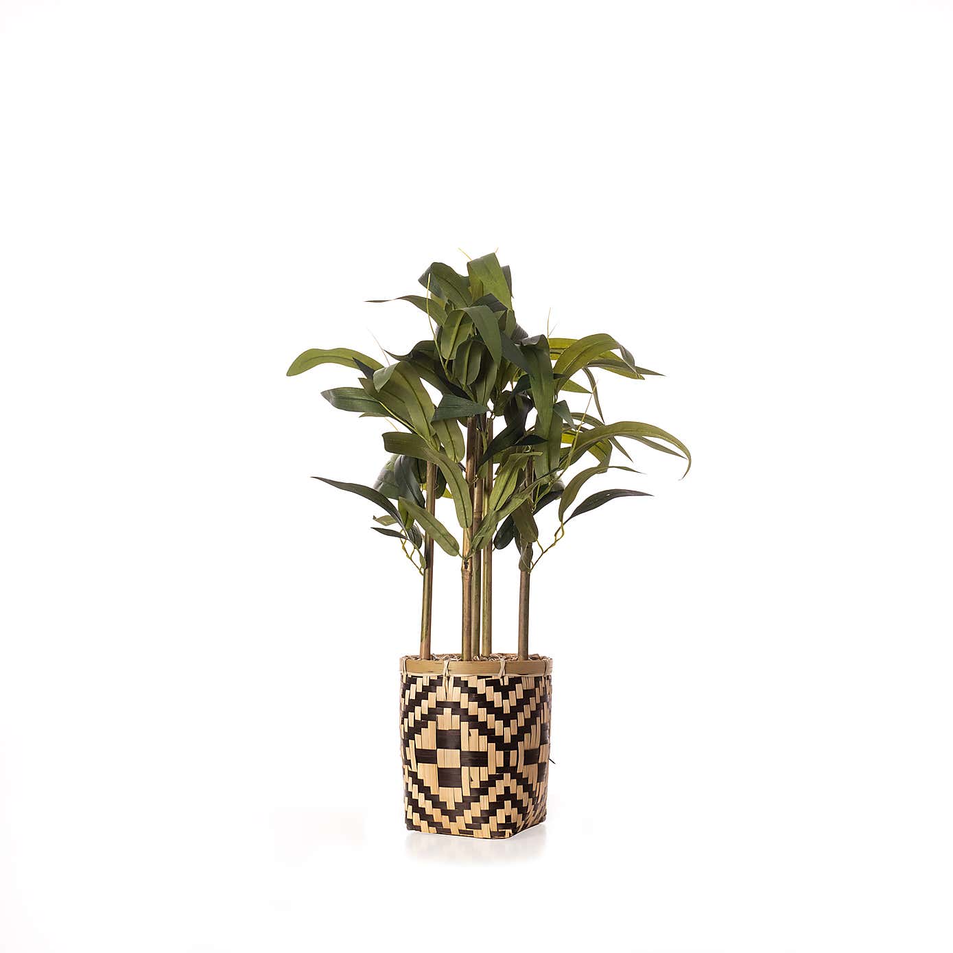 Artificial Bamboo in Woven Monochrome Plant Pot