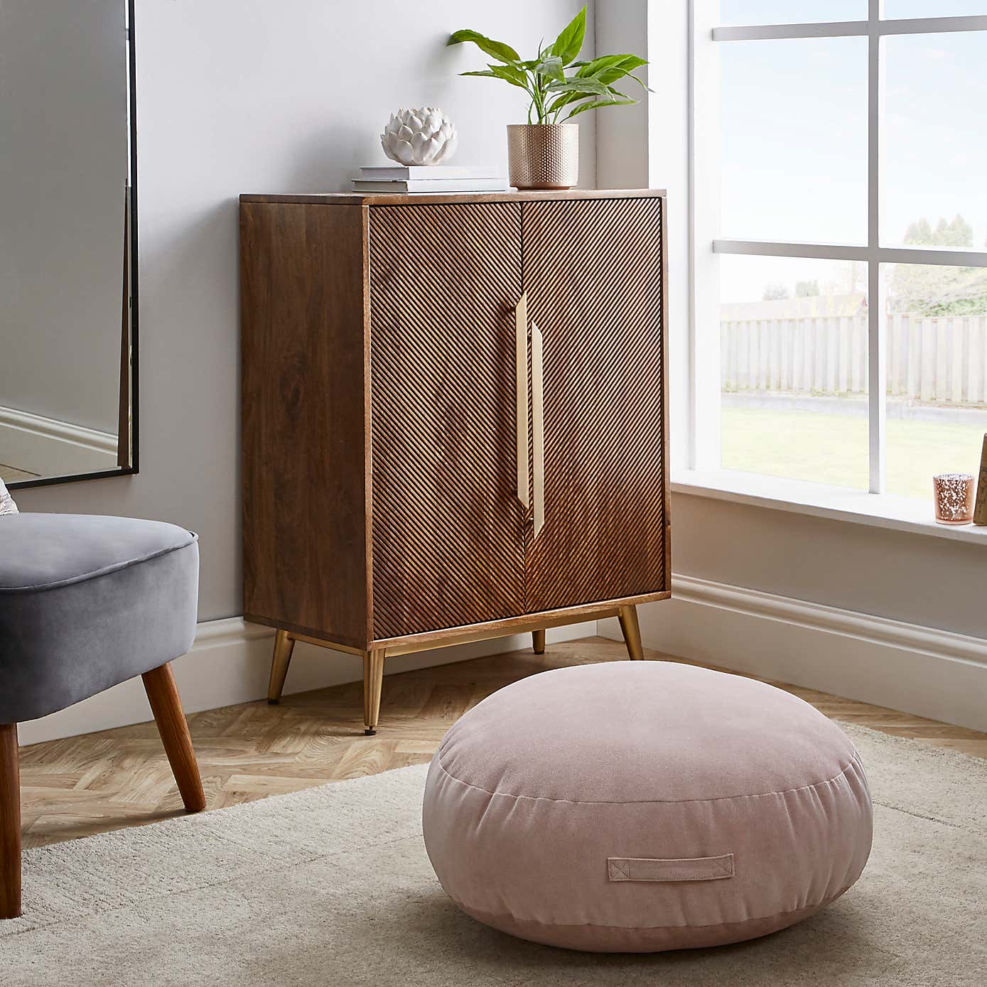 Matte Velour Blush Floor Cushion
