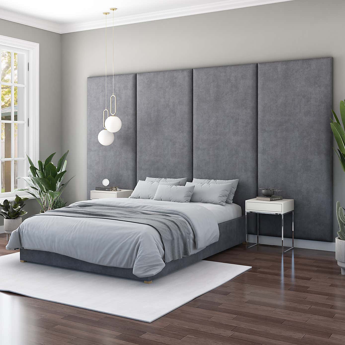 Hanging Wall Panel Dual Mount Plush Velvet Headboard