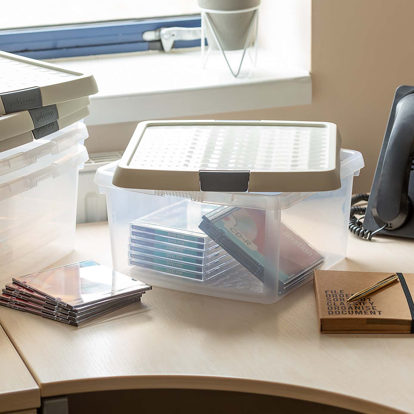 Wham Clip Pack of 4 Square Storage Boxes With Lids