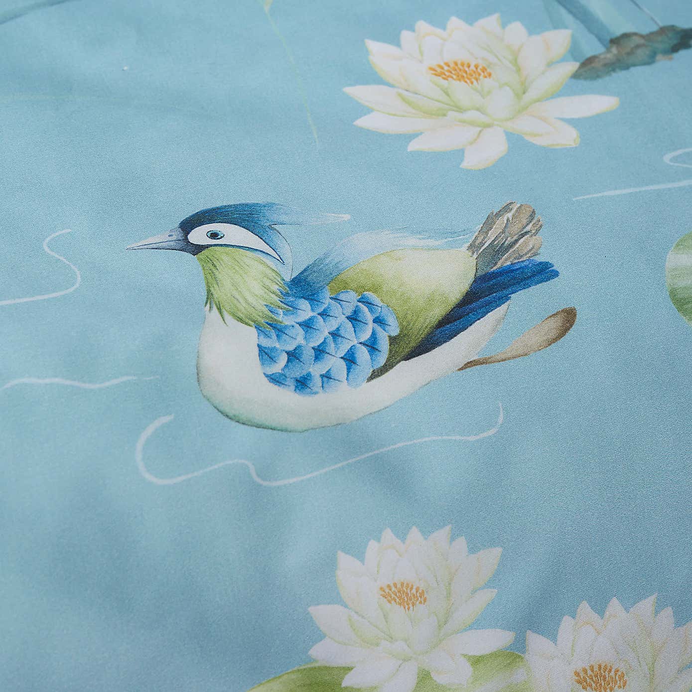 Garden Cranes Blue Duvet Cover and Pillowcase Set
