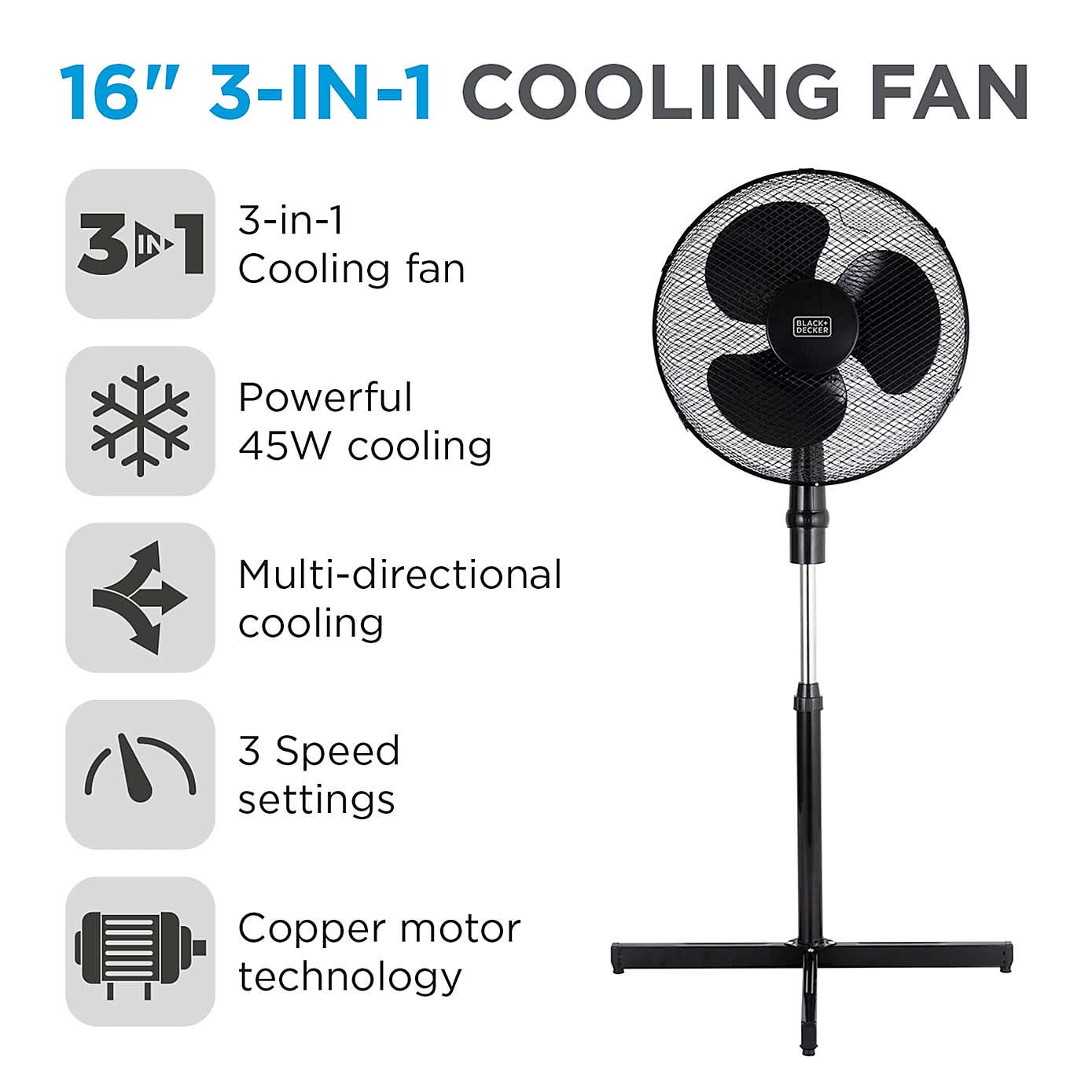 Black & Decker 16" 3 in 1 Cooling Floor Fan