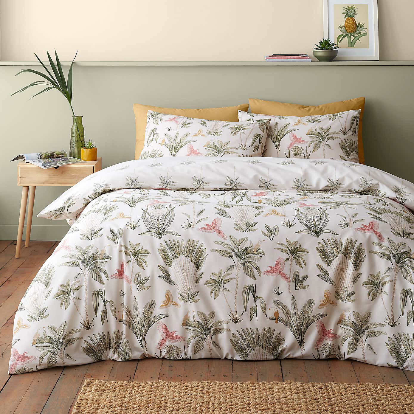 Catherine Lansfield Paradiso Palm Reversible Duvet Cover & Pillowcase Set