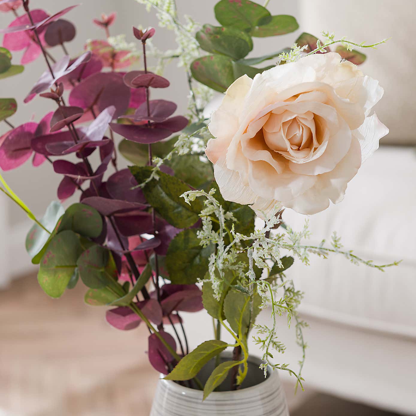 Artificial Rose & Eucalyptus Letterbox Bouquet