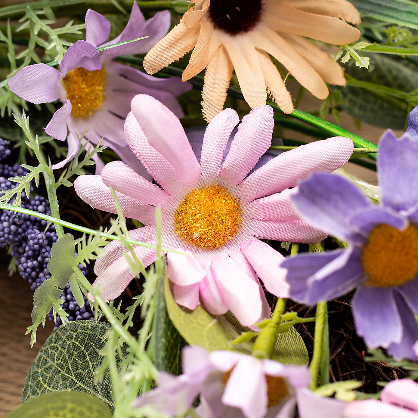 Artificial Spring Purple Florals Wreath