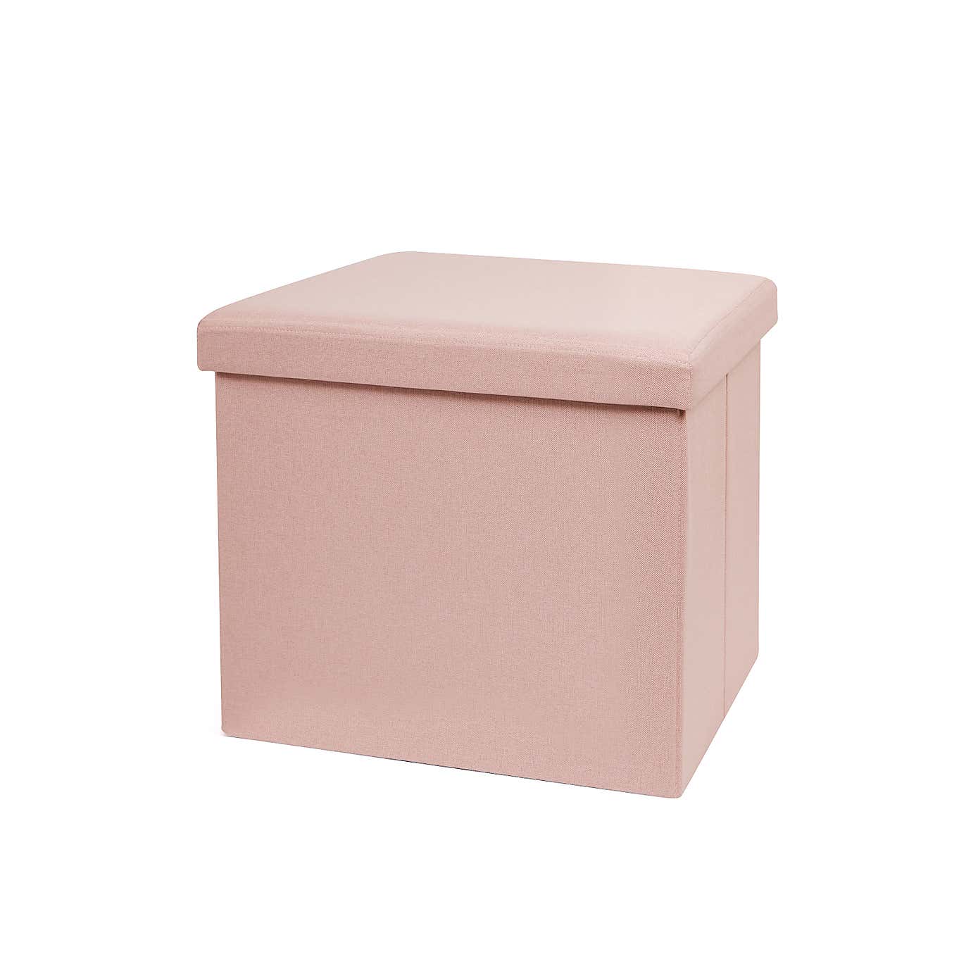 Faux Linen Cube Ottoman
