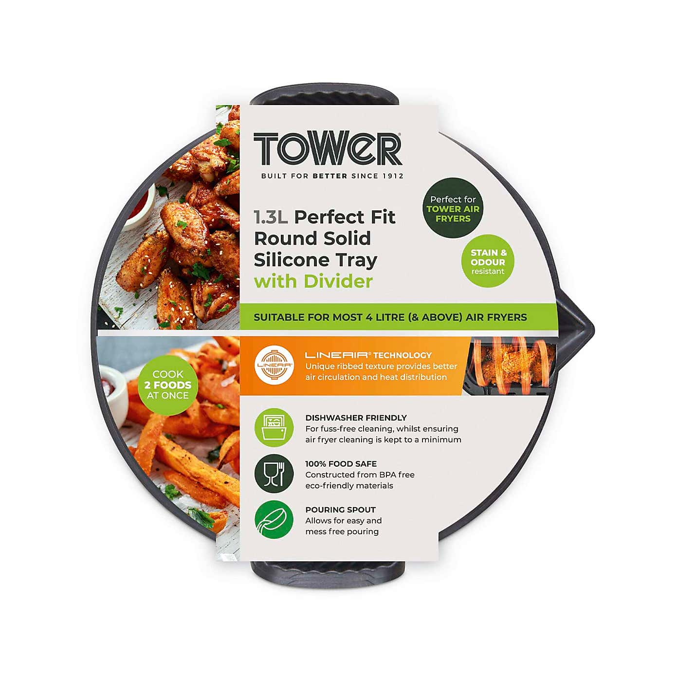Tower Round Solid Tray With Divider