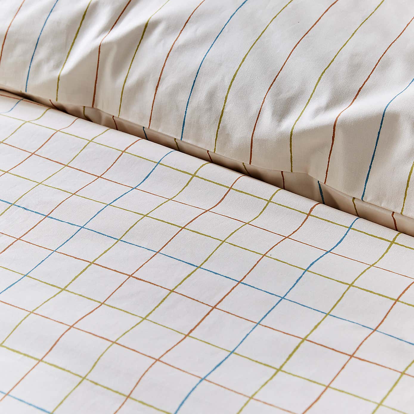 Elements Randig Natural Duvet Cover and Pillowcase Set