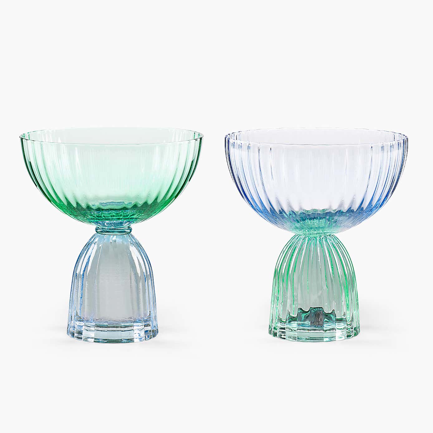 Set of 2 Florence Blue & Green Coupe Glasses