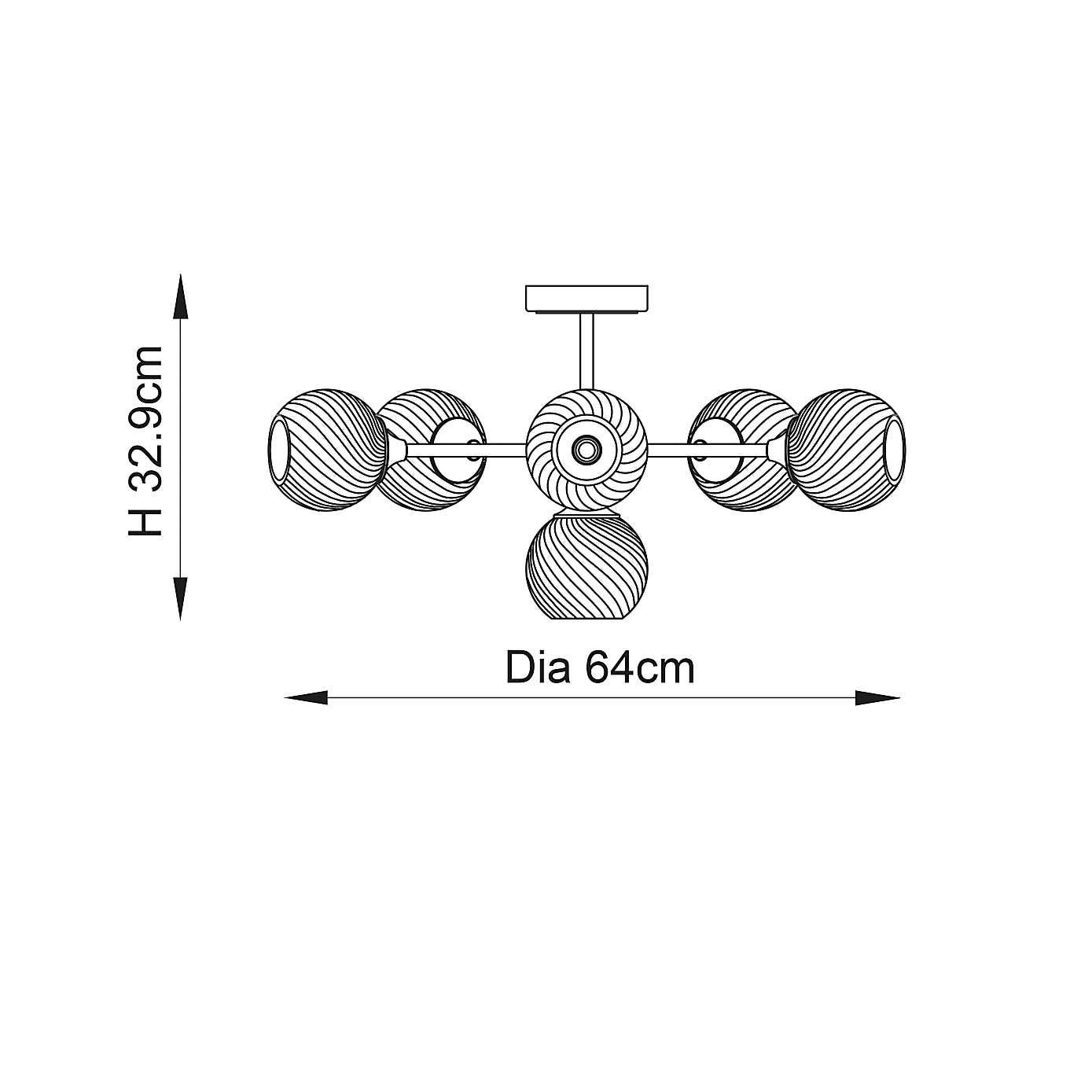 Vogue Lighting Asher 6 Light Semi Flush Ceiling Light