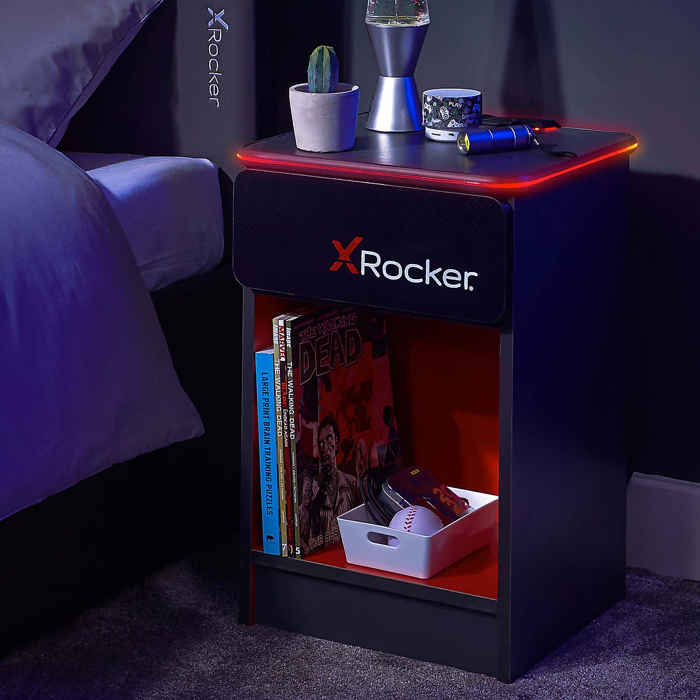 X Rocker Carbon Tek Bedside Table with Wireless charging