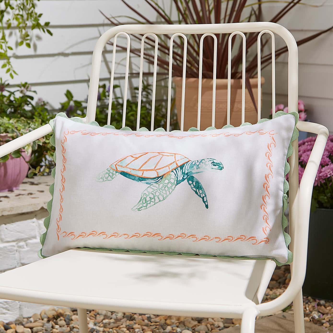 Turtle Scalloped Outdoor Rectangle Cushion
