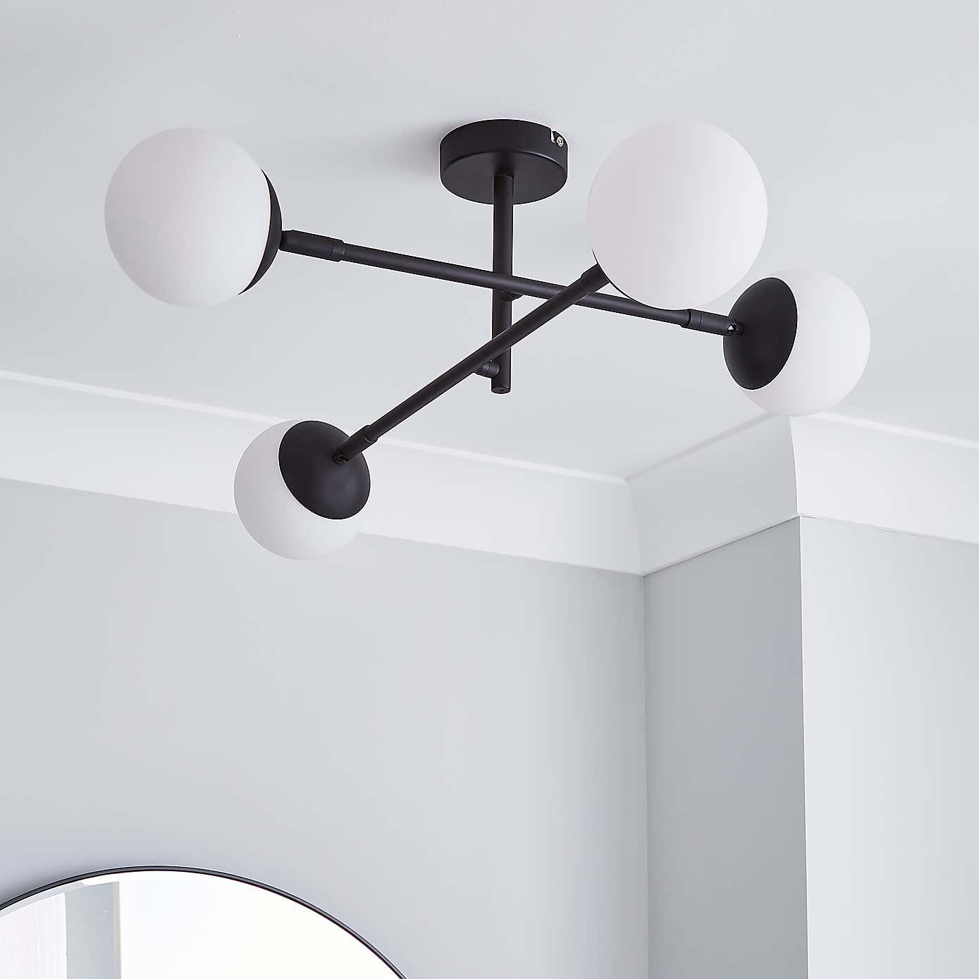 Tela Bathroom 4Lt Ceiling Fitting Black
