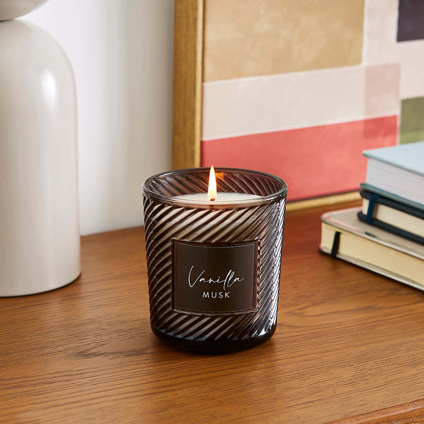 Vanilla Musk Twist Glass Candle