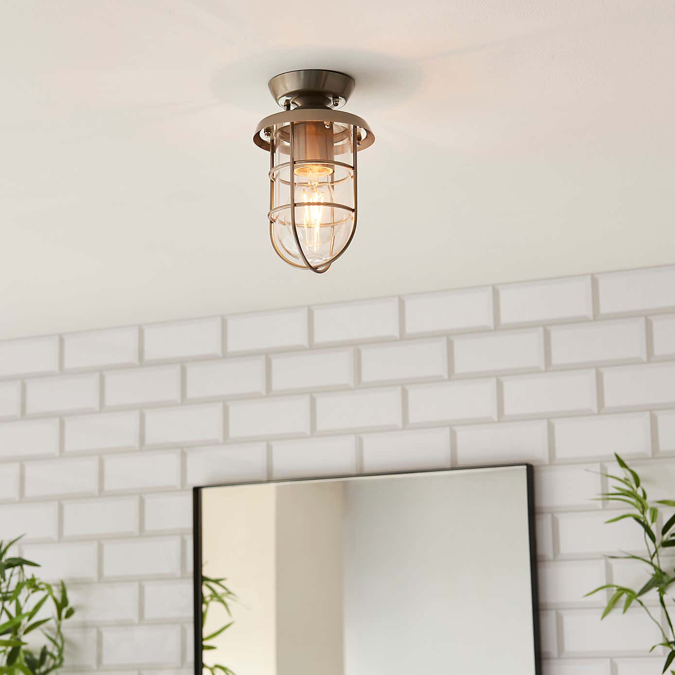 Barker Industrial Indoor Outdoor Flush Ceiling Light