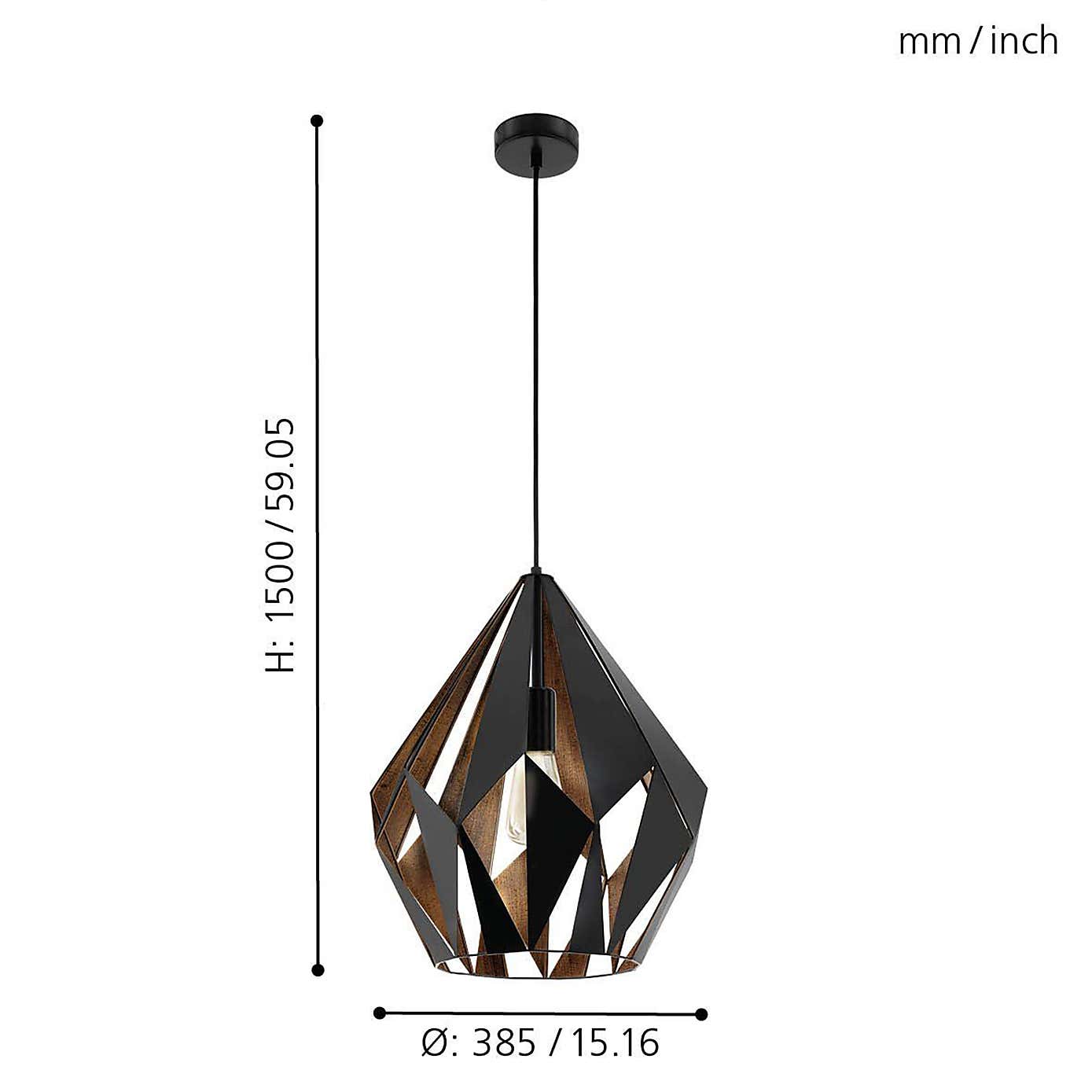 EGLO Carlton Art Deco Geometric Pendant Light