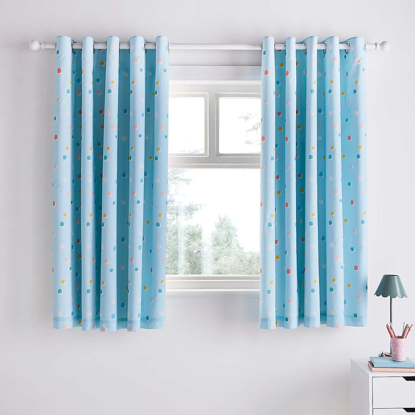 Bold Floral Polka Dot Blackout Eyelet Curtains