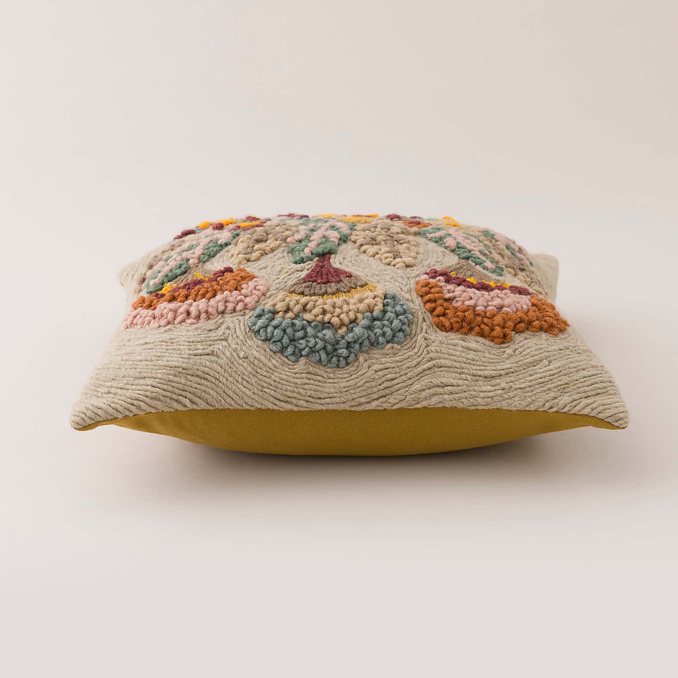 Hand Knotted Wool Floral Cushion