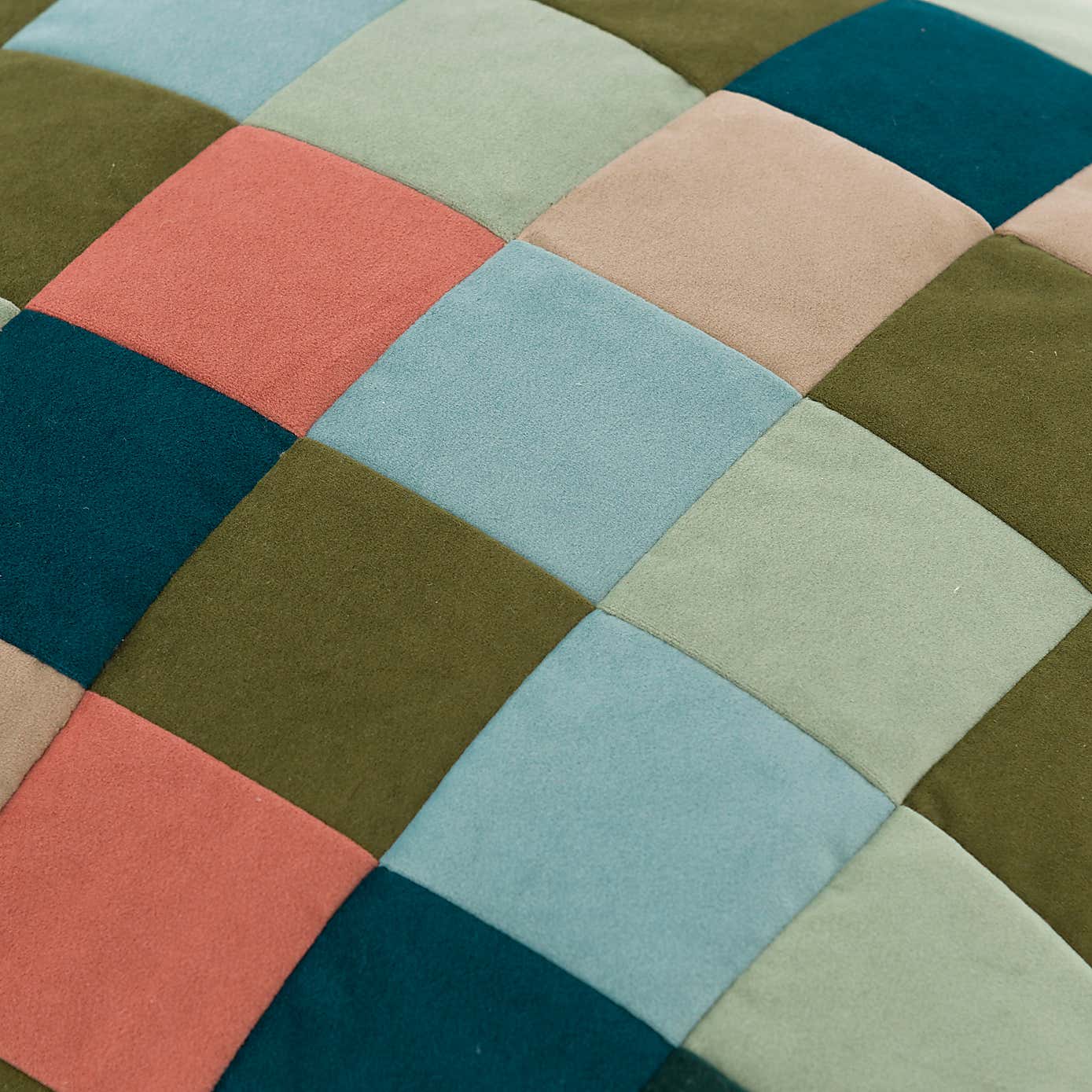 Eliza Blue Patchwork Cube Pouffe