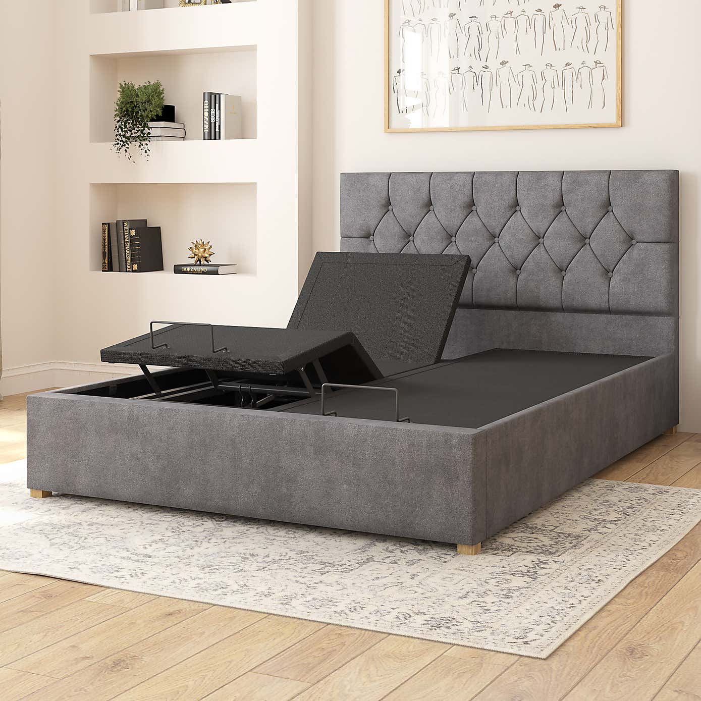 Olivier Plush Velvet Adjustable Bed