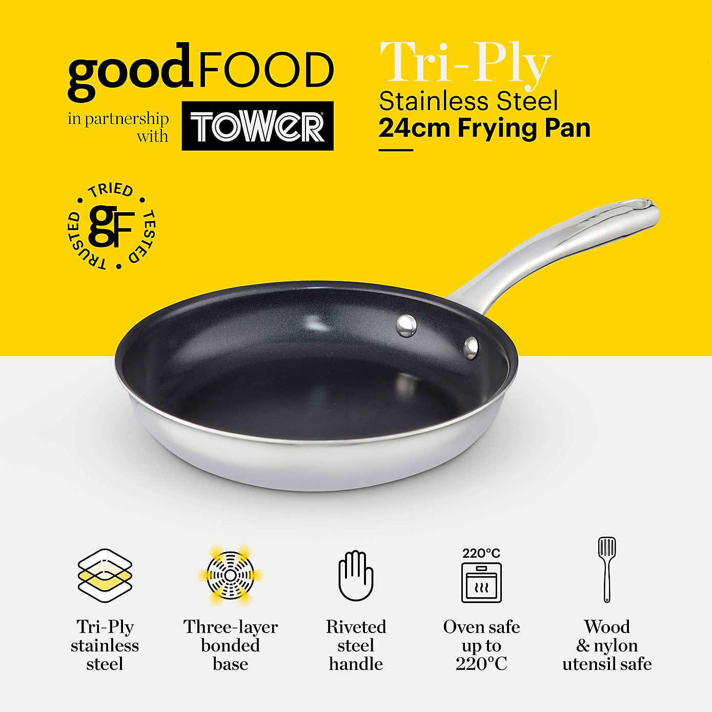 Good Food Tri Ply 24cm Frying Pan