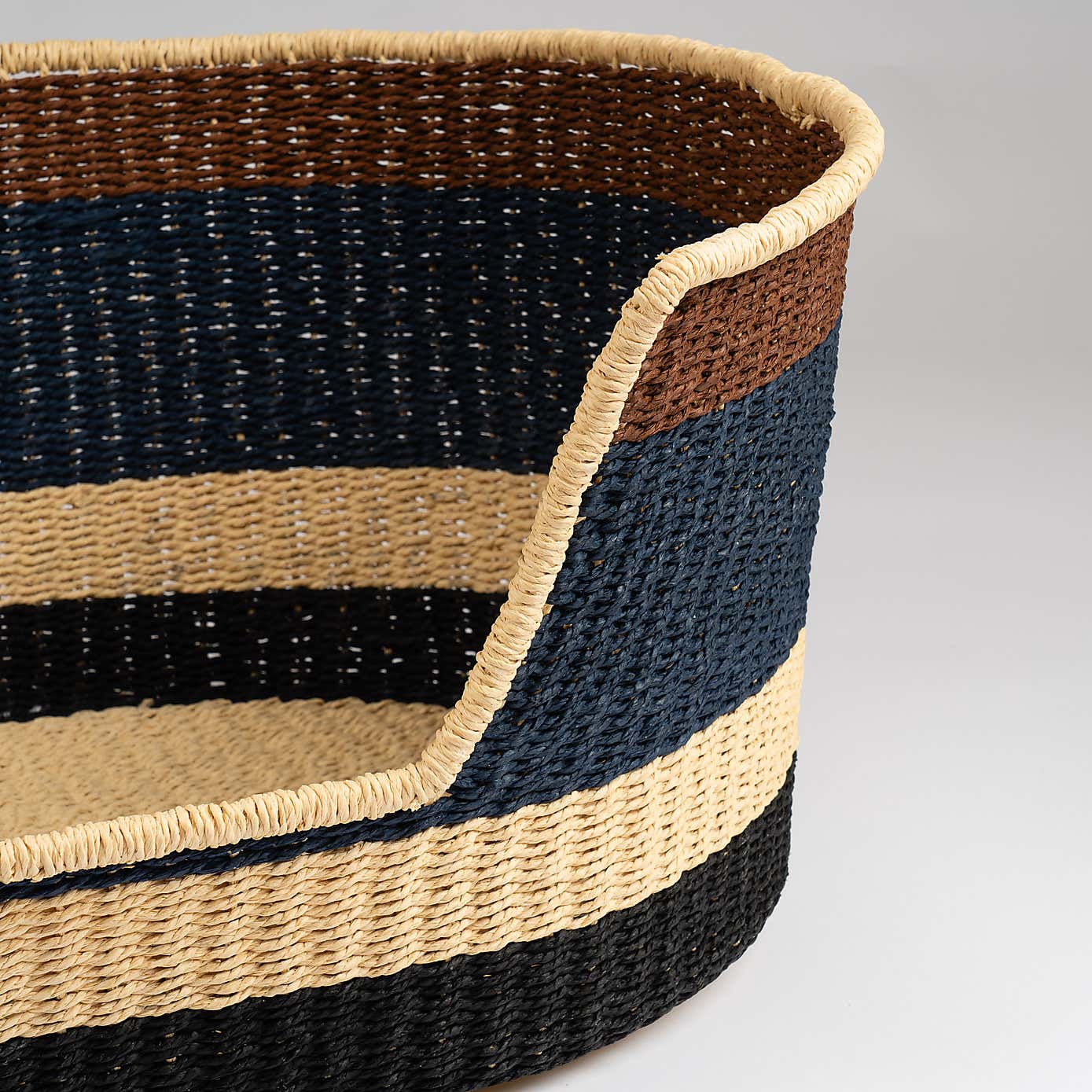 Navy and Brown Stripe Woven Pet Bed