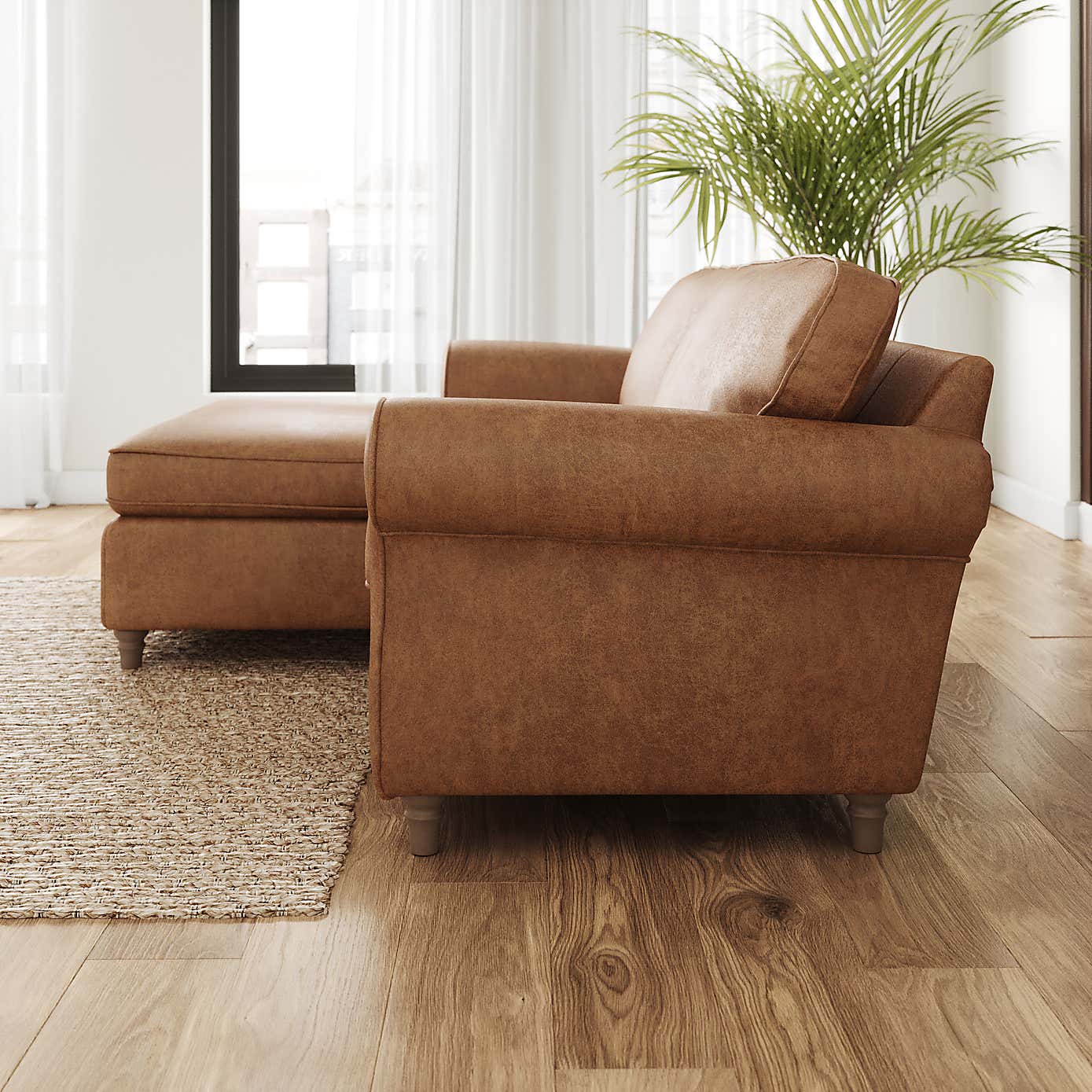 Flori Arizona Corner Chaise Sofa, Faux Leather