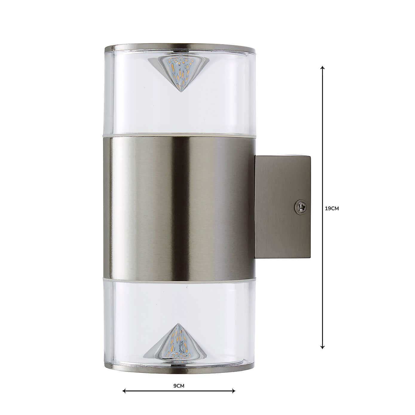 Aden 2 Light Steel Outdoor Wall Light