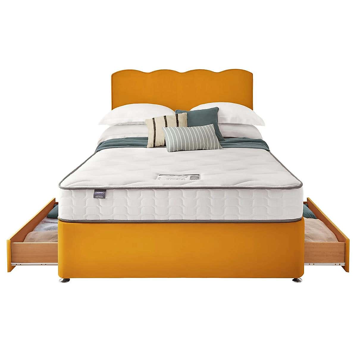 Silentnight 2 Drawer Divan Bed With Velvet Wave Headboard