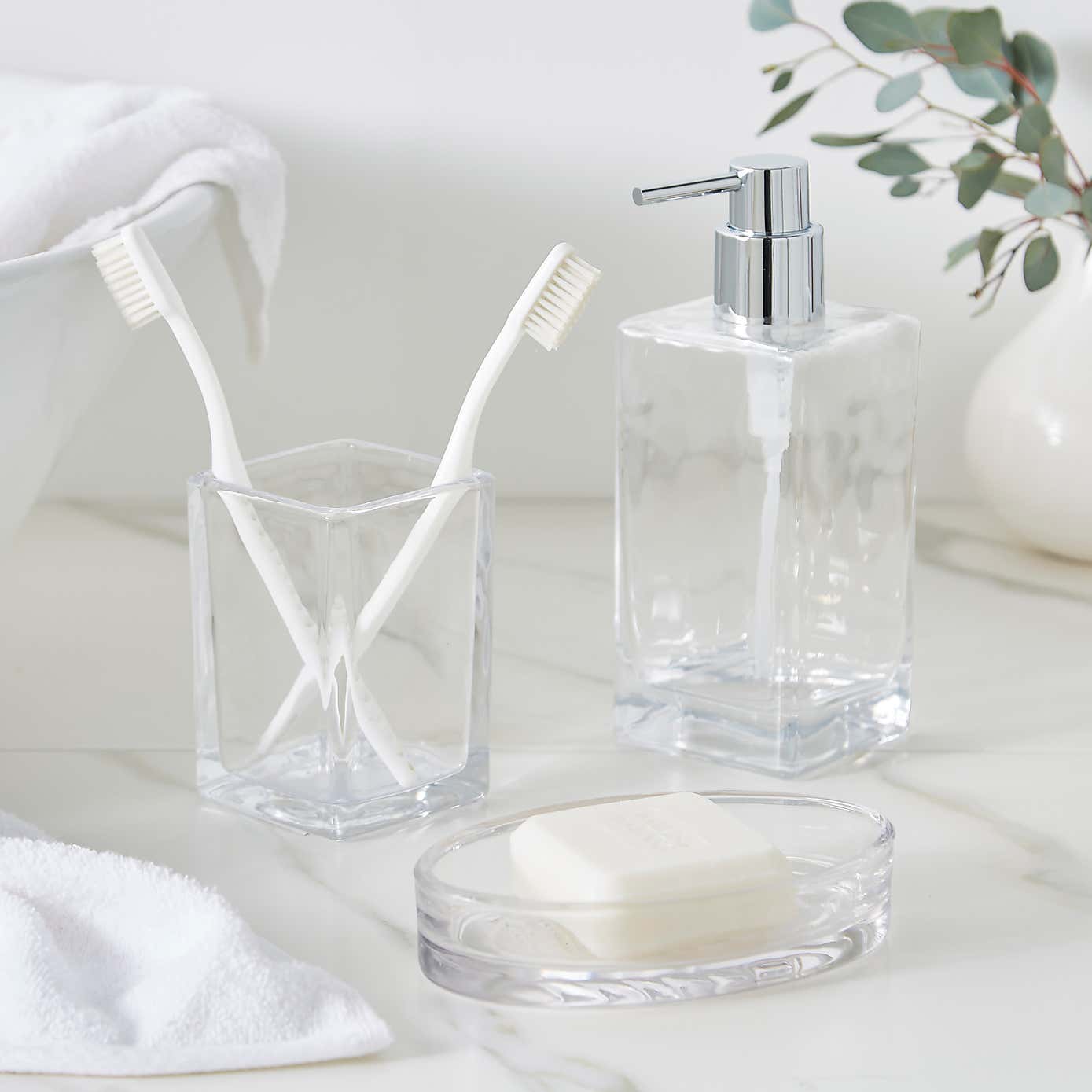 Glam Glass Bathroom Accessories Set