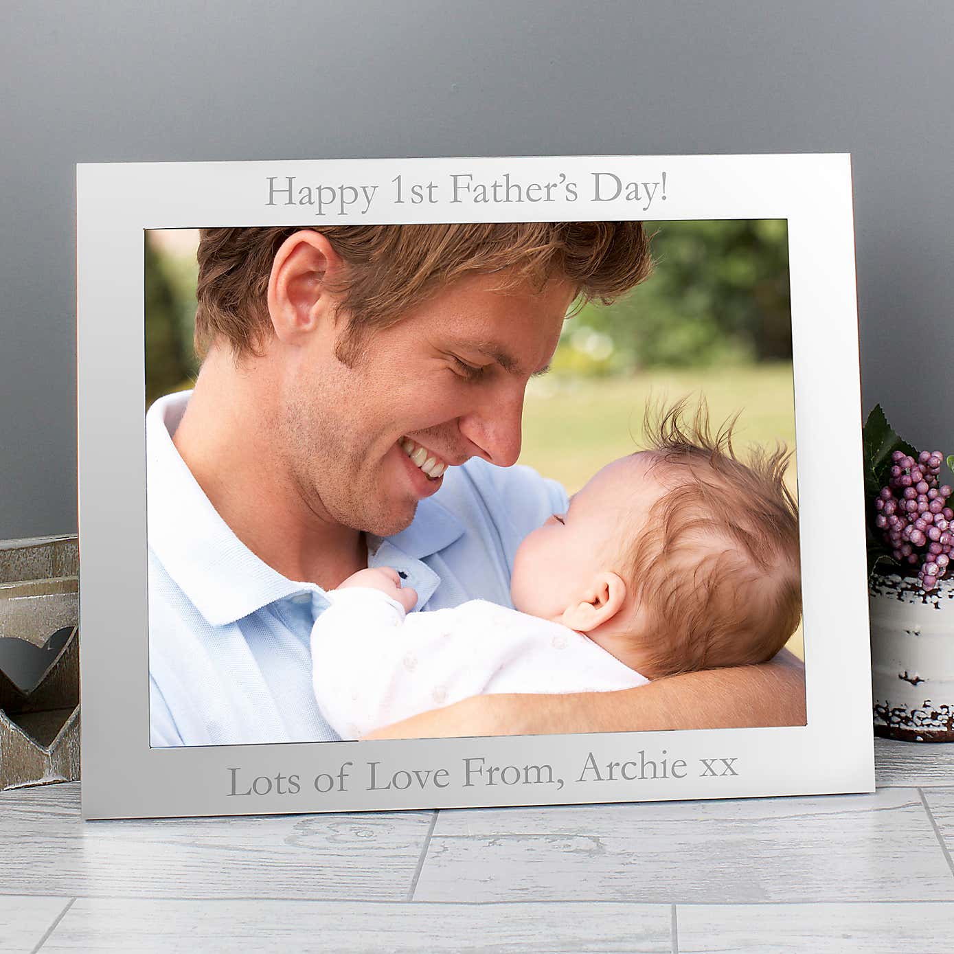 Personalised Landscape Silver Photo Frame