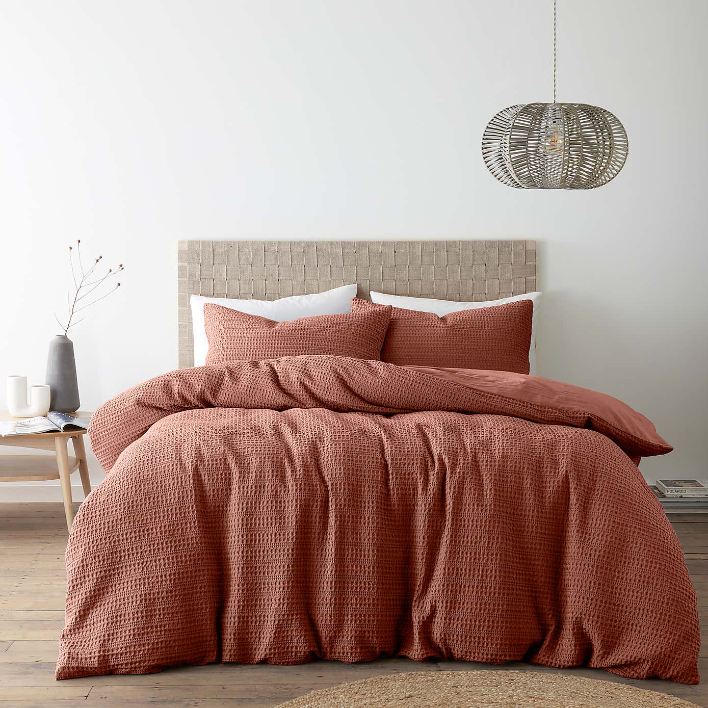 Amberley Waffle Cotton Silver Duvet Cover and Pillowcase Set