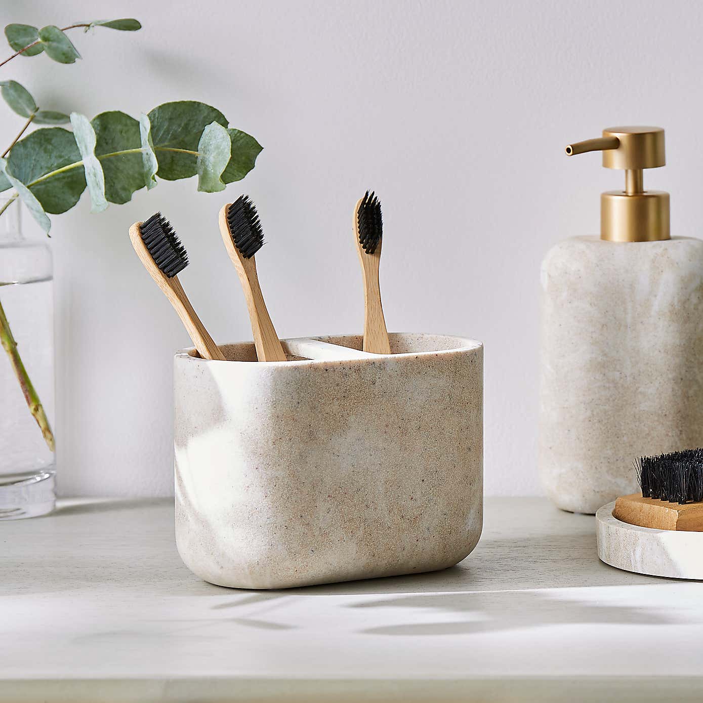 Marble Resin Double Toothbrush Holder