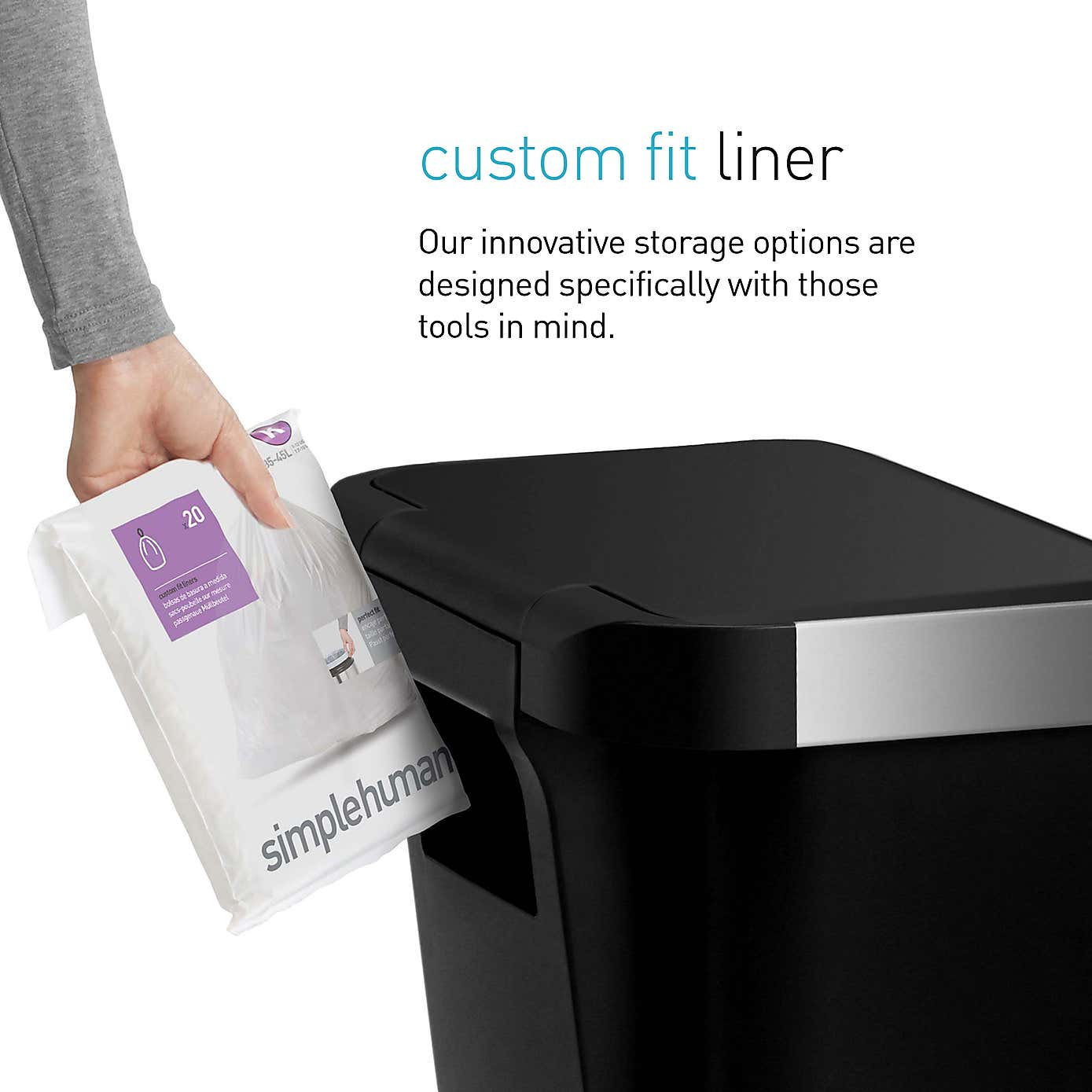 simplehuman 45 Litre Plastic Pedal Bin With Liner Pocket