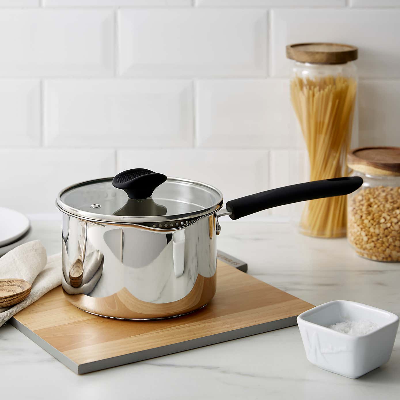 Stainless Steel Covered Saucepan, 20cm