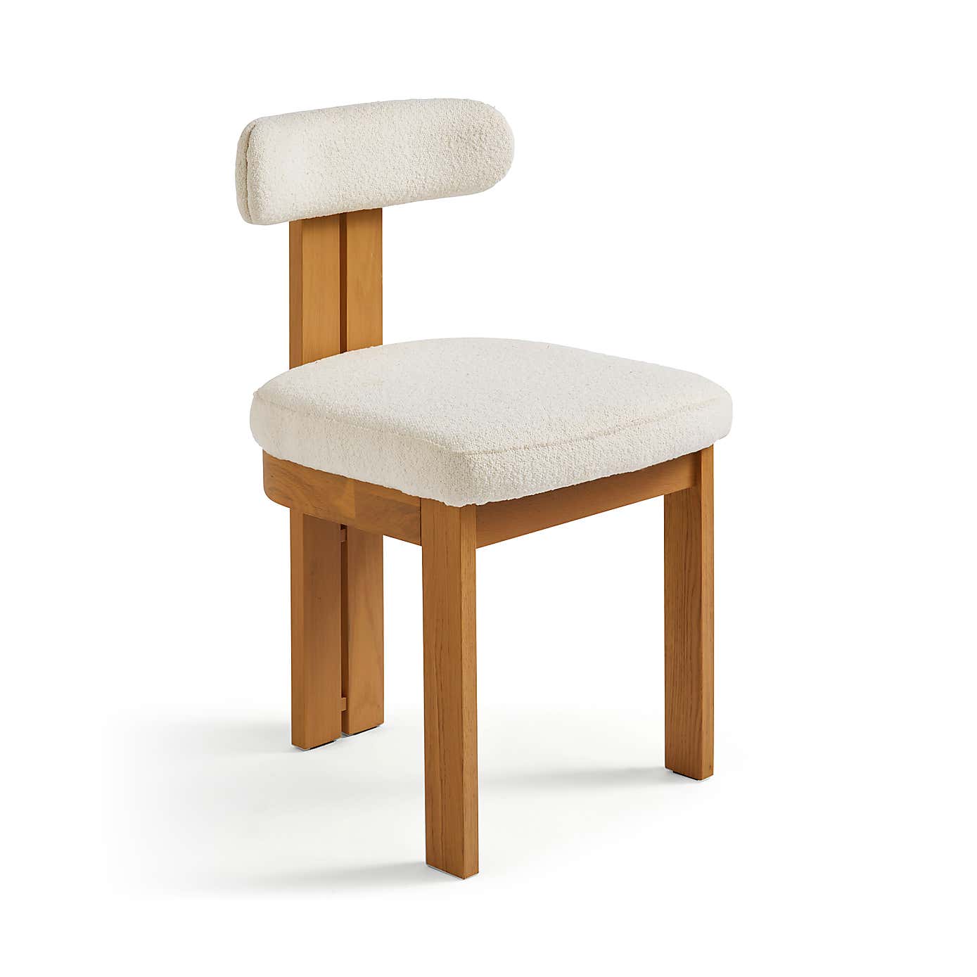Lovato Dining Chair Stained Oak, Ivory Boucle