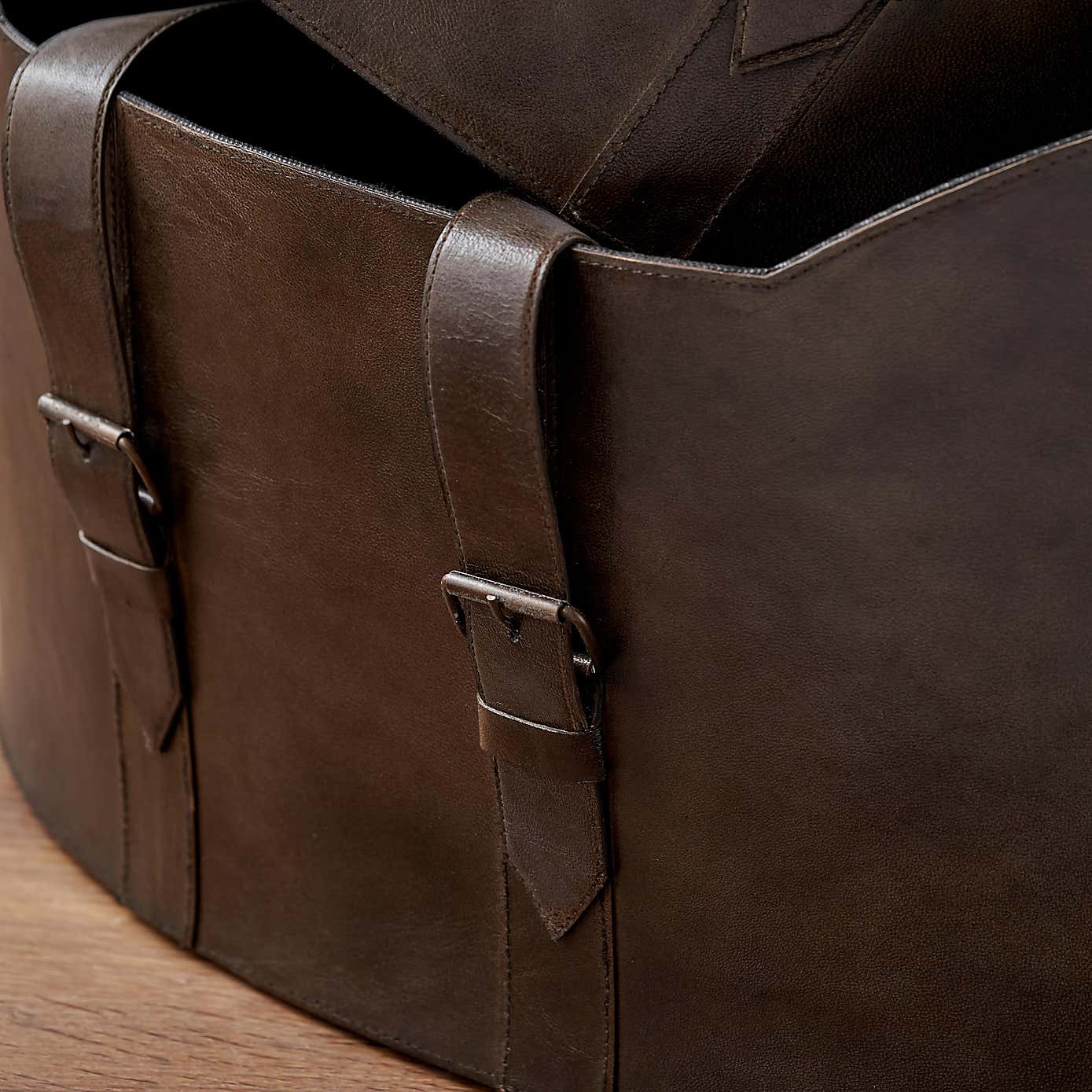 Set of 2 Alessio Leather Storage Baskets