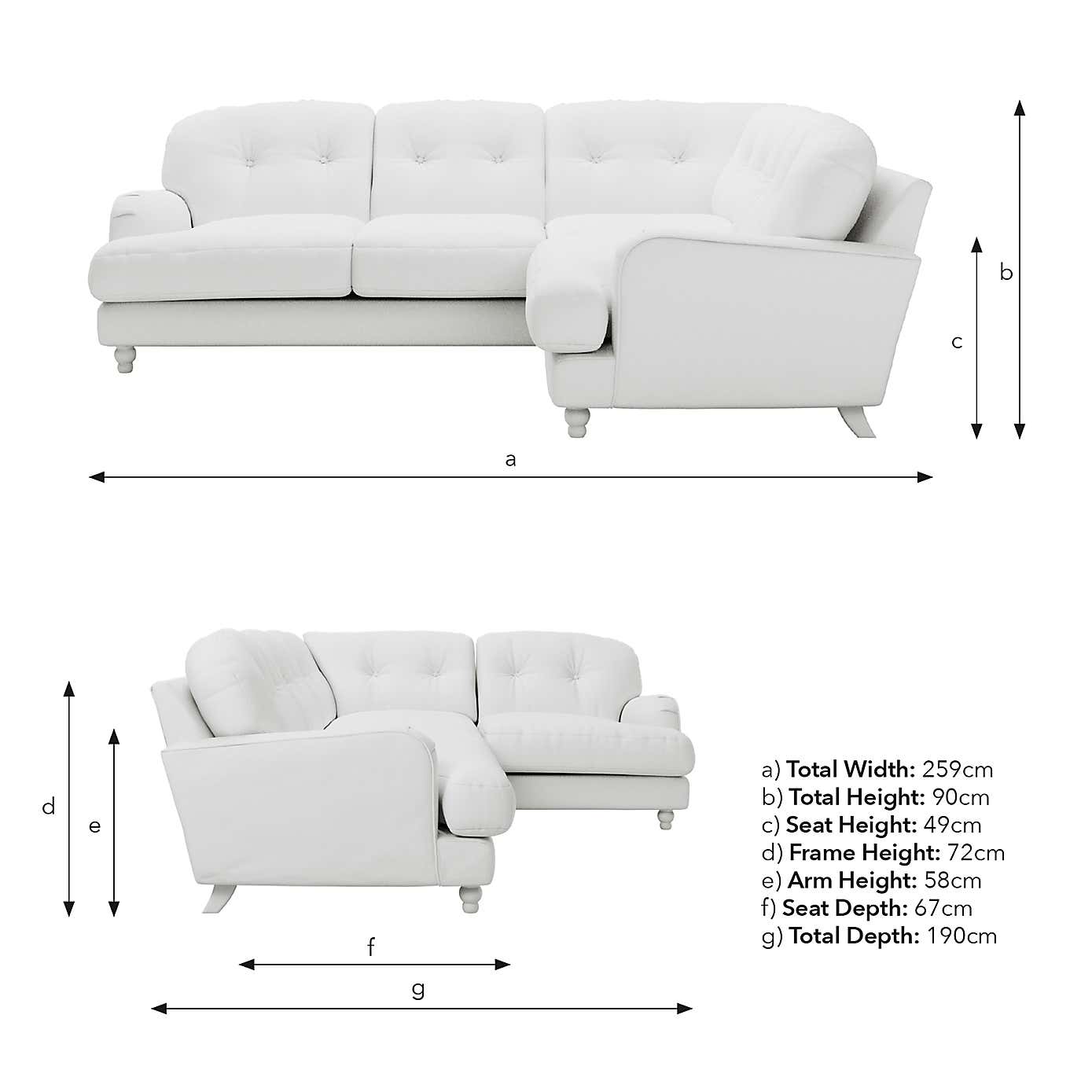 Martha Slub Faux Linen Full Corner Sofa
