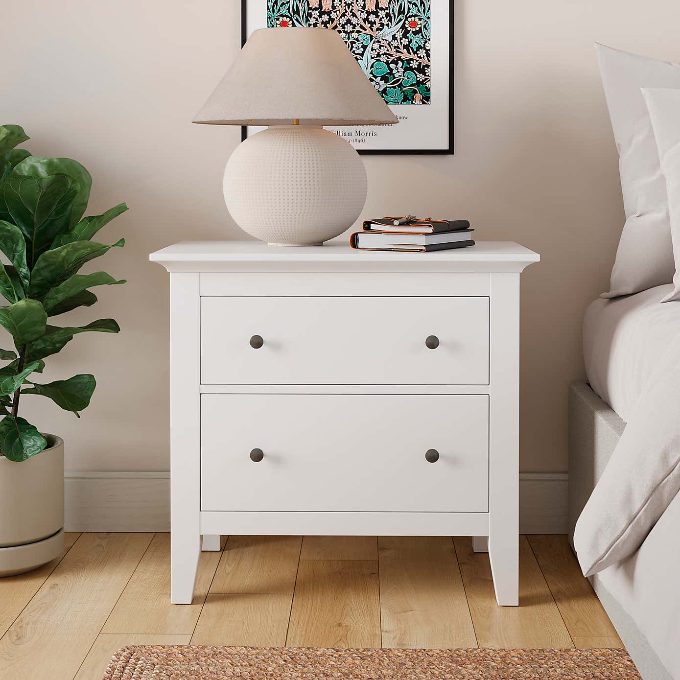 Lynton 2 Drawer Wide Bedside Table