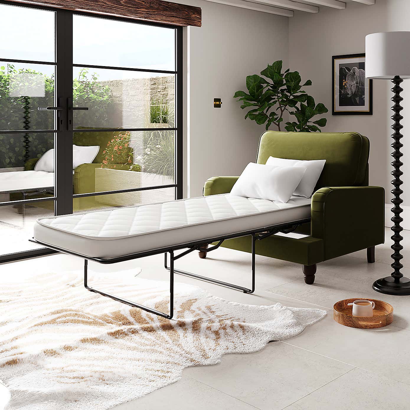 Beatrice Matte Velvet Snuggle Single Sofa Bed