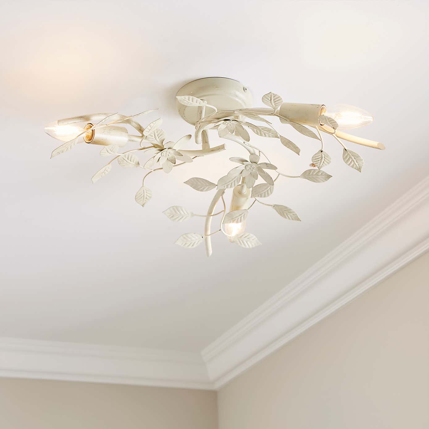 Chantelle Floral 3 Light Semi Flush Ceiling Fitting