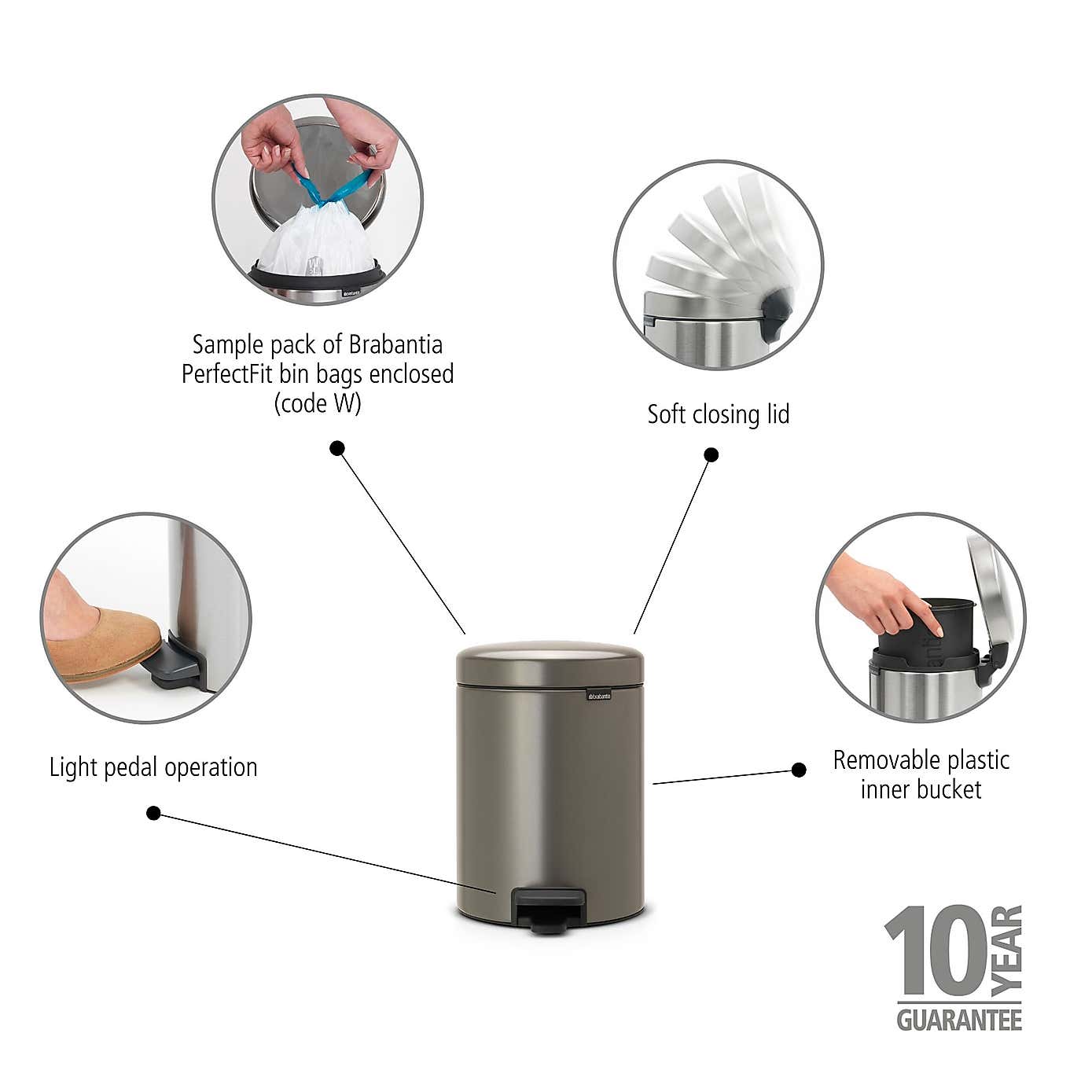 Brabantia NewIcon 5L Pedal Bin